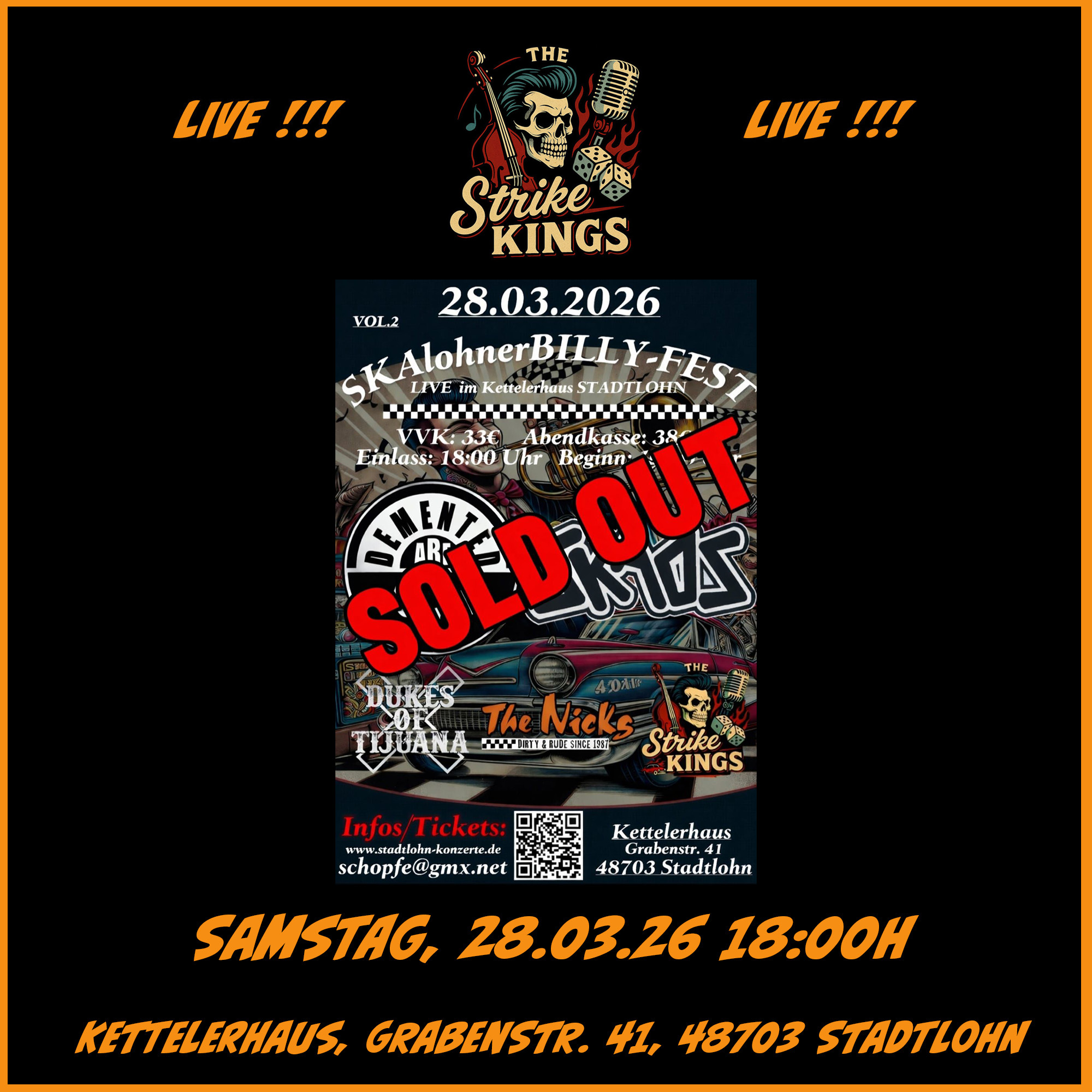 SA. 28.03. 
@SKAlohner Billyfest // Stadtlohn